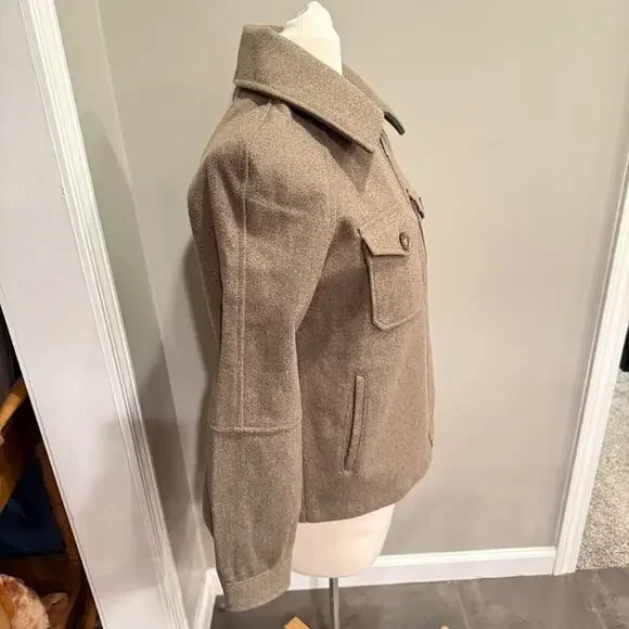 Avec‎ Les Filles Felted Zip Shacket Coat Oatmeal Brown Small Fall Anthropologie - Picture 3 of 16